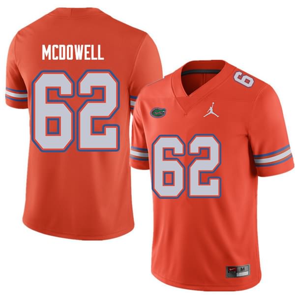 Men's NCAA Florida Gators Griffin McDowell #62 Stitched Authentic Jordan Brand Orange College Football Jersey HMC8665PI